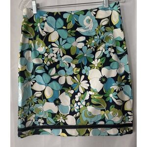 Vintage 90s‎ Y2K Dress Barn Blue/green Floral Mini Pencil Skirt Size 8 Summer